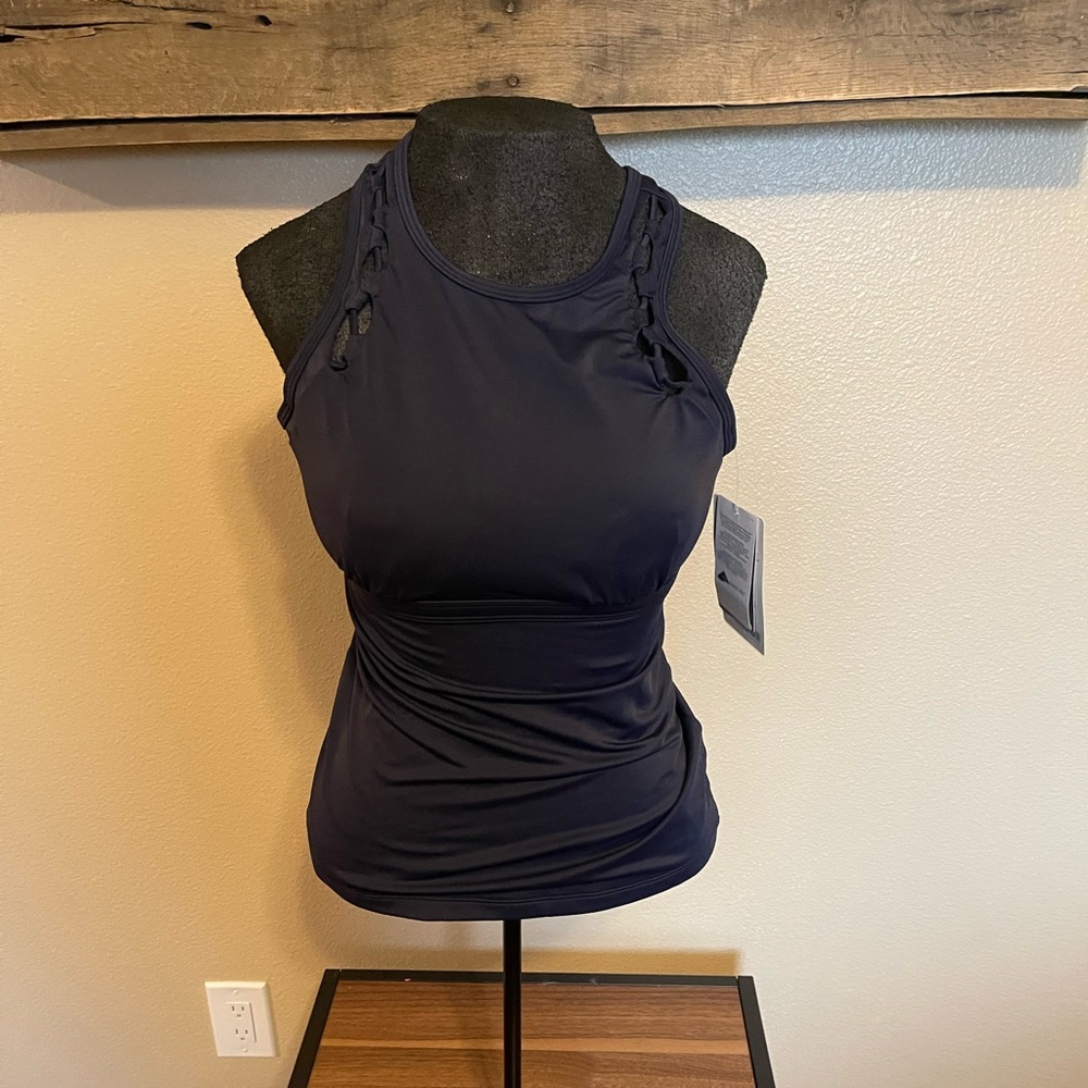 Athleta navy dress blue high neck loop tankini